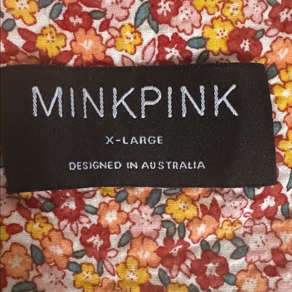 MINKPINK Morwell Cotton Mini Wrap Crepe Dress Puff Sleeves Tag XL Fits Sz Med - Picture 9 of 10